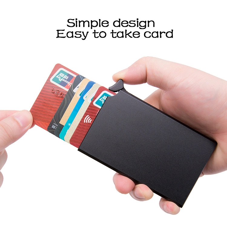 China Wholesaler Slim Fold Wallet for Men Business Card Case Custom Logo Fashionable PVC Leather Aluminum Metal RFID Blocking ID Credit Sleeve Card Holder