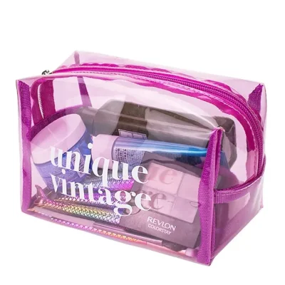 Pochette de maquillage en vrac pour femmes, transparente néon PVC, sacs de toilette de voyage imperméables, sac à cosmétiques en plastique Transparent